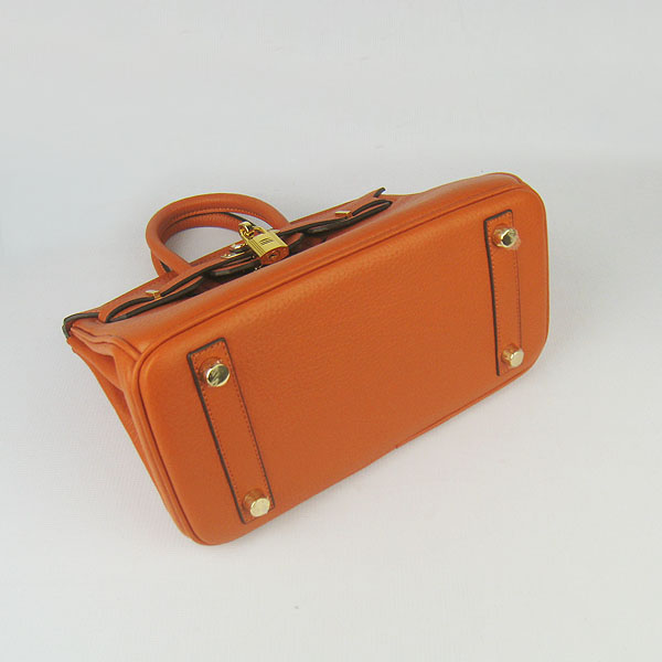 Super A Replica Hermes Birkin 25CM Gold Buckle Handbag Orange 6068